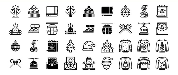 Winter Holiday Season Icons: A Collection of Christmas and New Year Symbols