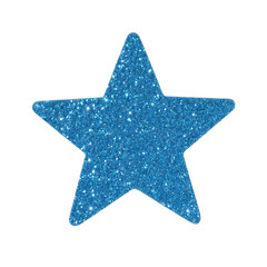 Glittering blue star on white background illustrating festive celebration and achievement, png.