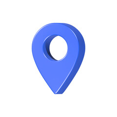 locate pin place 3d rendering icon blue color