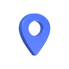 locate pin place 3d rendering icon blue color