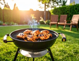 Grilled chicken on a backyard barbecue