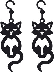 cat earrings laser cut template silhouette 