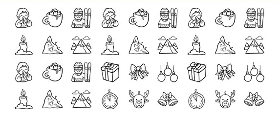 Winter Holiday Icons: A Collection of Cute Hand-Drawn Illustrations