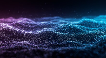 Abstract Digital Particle Wave Background with Blue Violet Light Motion