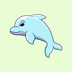 vector illustration of cartoon dolphins