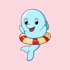vector illustration of cartoon dolphins
