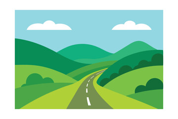 Scenic Road Through Nature Background