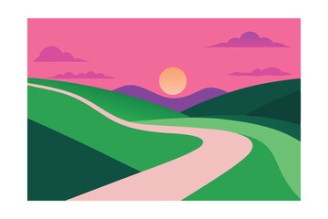 Fototapeta premium Scenic Road Through Nature Background