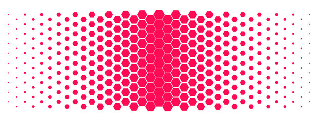 Halftone hexagons background. Honeycomb. Color effects in vector.