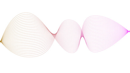 Vector curvy abstract line art wavy flowing dynamic colorful lines white background in concept music or sound, wave, wind, information flow