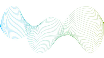Vector curvy abstract line art wavy flowing dynamic colorful lines white background in concept music or sound, wave, wind, information flow