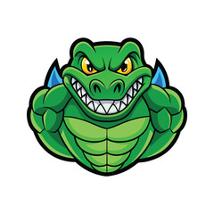 Strong crocodile logo with intense jaw line details vector illustration