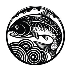 Elegant fish logo featuring smooth gradient tones vector illustration