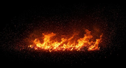 Abstract Fire Flame Spark Heat Texture on Black Background
