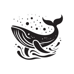 Majestic Humpback Whale Vector Silhouette – Ocean Giant Outline Design for Marine Life Art, Nautical Decor, Sea Animal Clipart, SVG for Crafts and Projects
