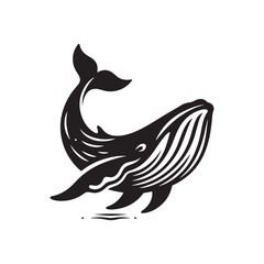 Majestic Humpback Whale Vector Silhouette – Ocean Giant Outline Design for Marine Life Art, Nautical Decor, Sea Animal Clipart, SVG for Crafts and Projects
