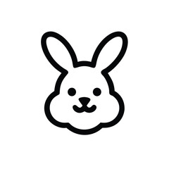 Adorable bunny logo with fluffy minimalism vector illustration
