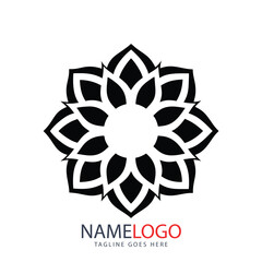 Abstract floral design with sun and leaf elements, perfect for modern vector logos or decorative patterns