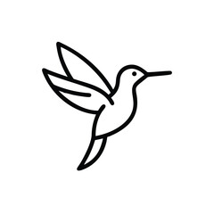 Corporate hummingbird logo in thin line art vector illustration