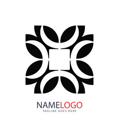 Abstract company logo design featuring a black spider icon vector illustration, a decorative insect animal symbol