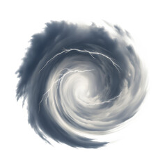 Dramatic swirling storm cloud isolated on a white background png ai generated