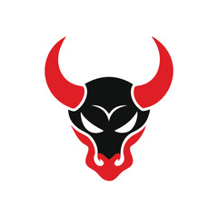 aggressive red black bull vector illustration