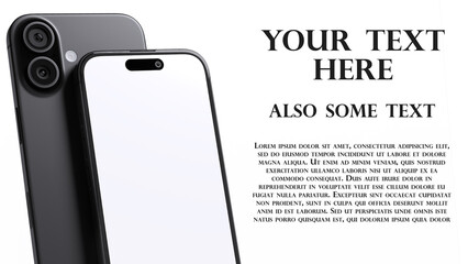 Minimalist Black iPhone Mockup on Clean White Background