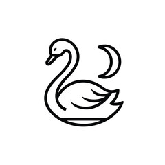 soft moon swan fantasy design vector illustration