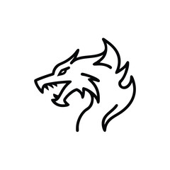 fierce dragon fire linework vector illustration