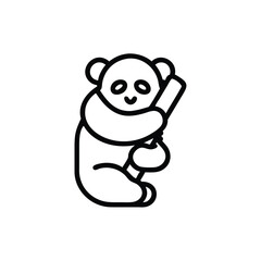 panda hugging bamboo logo vector illustration