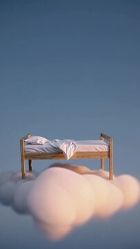 Lit pos&eacute; sur un nuage rose au cr&eacute;puscule