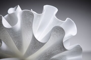 Intricate, ruffled, white, textured form.