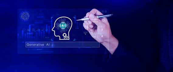 AI generative concept, using technology generative AI for working tools. Chat with AI, using technology smart robot AI, artificial intelligence to generate something. LLMs