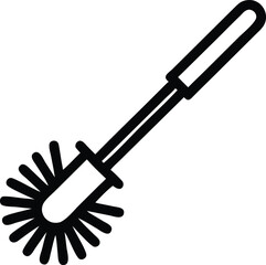 plastic toilet brush line art silhouette