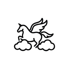 cloud soaring pegasus flight logo vector illustration