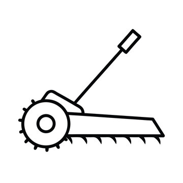 rotary ditcher line art on white background