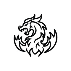 strong line fire dragon logo vector illustration