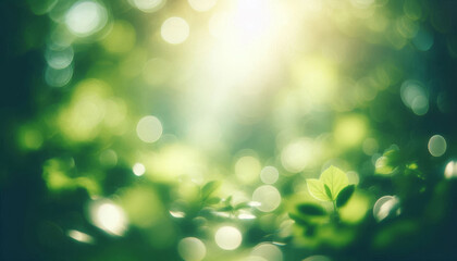 Obraz premium Blurred Green Nature Bokeh Background – Eco Light Abstract Texture