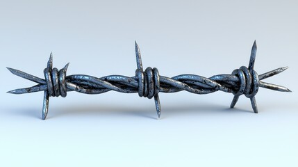 Barbed wire section, aged and weathered metal texture