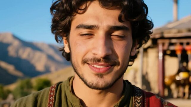 Joven hombre Kurdo con sonrisa auténtica