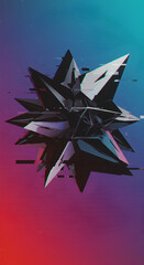 Abstract Glitch 3D Geometric Polygon Art Render with Dark Background
