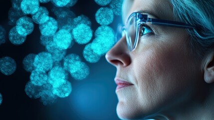 Examining Researcher examining data on a digital screen to analyze experimental results.