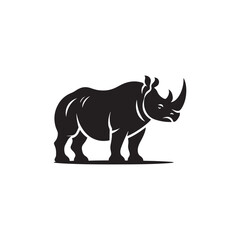 Majestic Indian Rhinoceros Silhouette – Bold Wildlife Vector Illustration Featuring Powerful One-Horned Rhino in Profile, Perfect for Nature, Conservation, Jungle, and Safari Themed Designs.
