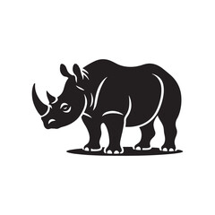 Majestic Indian Rhinoceros Silhouette – Bold Wildlife Vector Illustration Featuring Powerful One-Horned Rhino in Profile, Perfect for Nature, Conservation, Jungle, and Safari Themed Designs.
