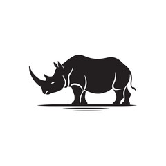 Majestic Indian Rhinoceros Silhouette – Bold Wildlife Vector Illustration Featuring Powerful One-Horned Rhino in Profile, Perfect for Nature, Conservation, Jungle, and Safari Themed Designs.
