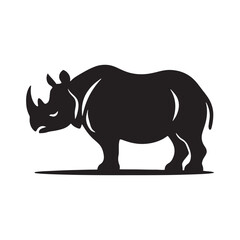 Majestic Indian Rhinoceros Silhouette – Bold Wildlife Vector Illustration Featuring Powerful One-Horned Rhino in Profile, Perfect for Nature, Conservation, Jungle, and Safari Themed Designs.
