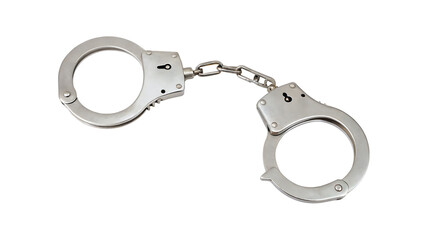 Metal handcuffs isolated on a white background png ai generated