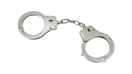Metal handcuffs isolated on a white background png ai generated