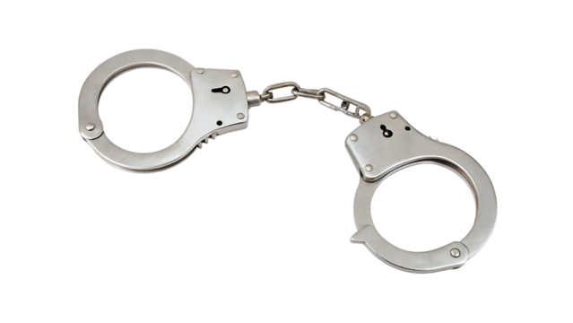 Metal handcuffs isolated on a white background png ai generated
