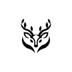 deer with ornate symmetrical antlers vector illustration
